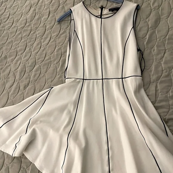 dress black and white Everlee Halter Dress Black with White Piping – Katy Lynn Boutique main image 0